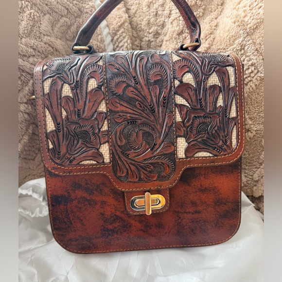 Handbags - Hand tooled leather crossbody purse